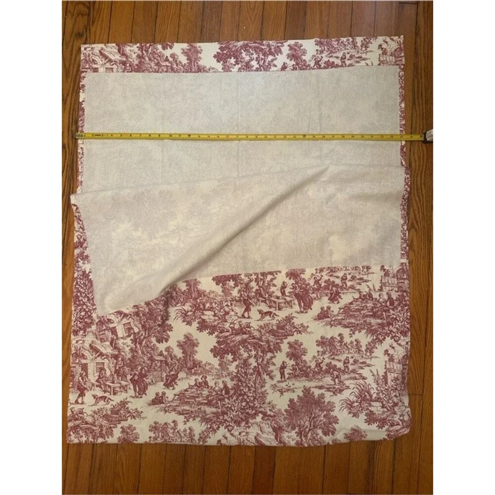 Vintage French Country Red Toile Window Treatment Set 10 Pc Cotton Made USA